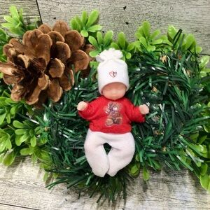 Red and White My Mini Baby Doll OUTFIT with Bear Sweater